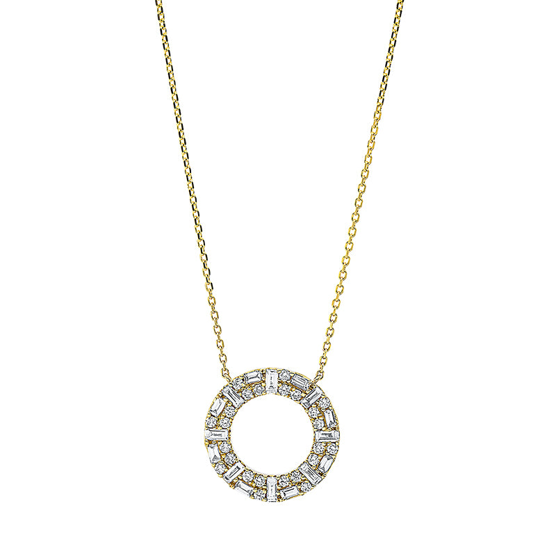 Collier 18 kt GG, 16 Bag. 0,58 ct, TW-si, 24 Brill. 0,32 ct, TW-si