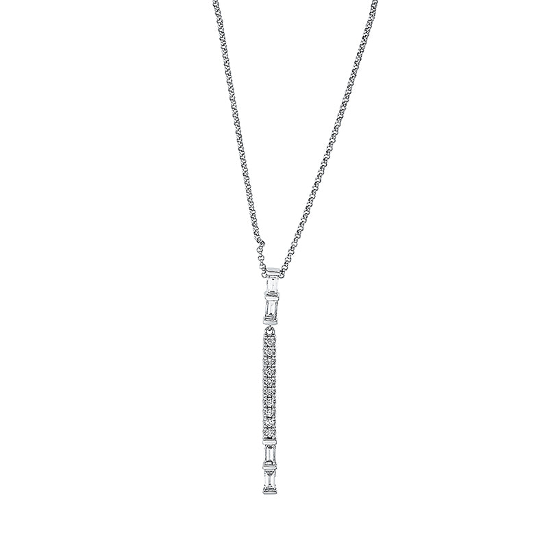 Collier 18 kt WG, 4 Bag. 0,23 ct, TW-si, 10 Brill. 0,08 ct, TW-si