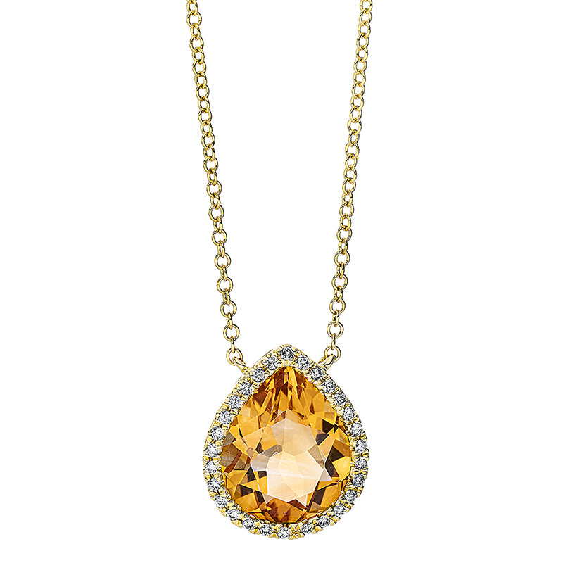 Collier 18 kt GG, 28 Brill. 0,11 ct, TW-si, 1 Citrin 3,00 ct