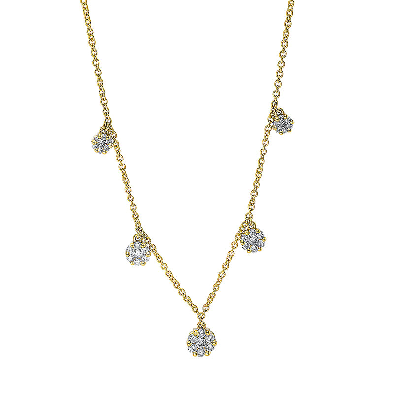Collier 18 kt GG. mit ZÖ 40 cm. 3 Brillanten 0.11 ct. TW-si. 32 Brillanten 0.38 ct. TW-si. L:45.0 cm