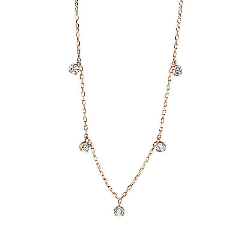 Collier 18 kt RG. 5 Brillanten 0.40 ct. TW-pi. H:4.0 mm. B:3.1 mm. L:45.7 cm. S:2.0 mm