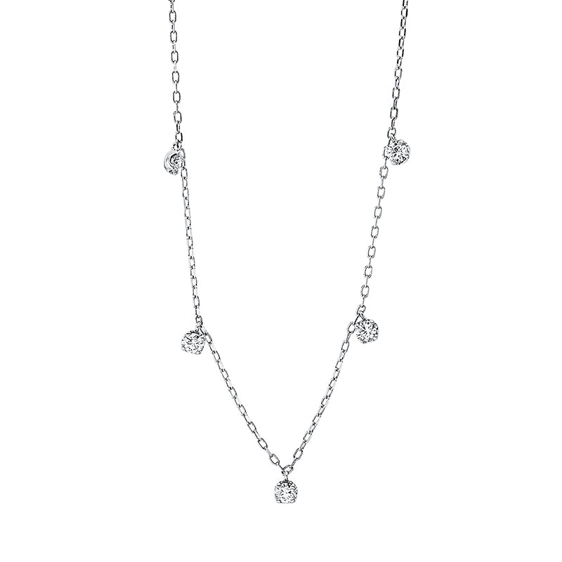 Collier 18 kt WG. 5 Brillanten 0.41 ct. TW-pi. L:45.7 cm
