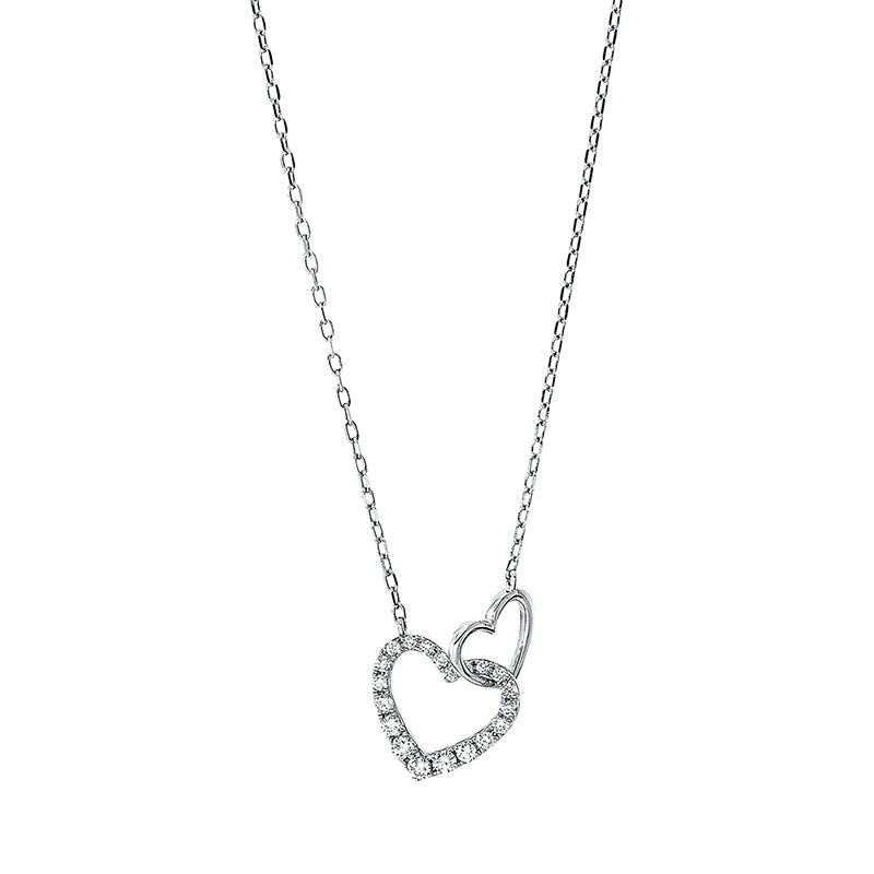 Collier 18 kt WG, Länge variabel, 9 Brill. 0,06 ct, TW-pi, 11 Brill. 0,18 ct, TW-pi