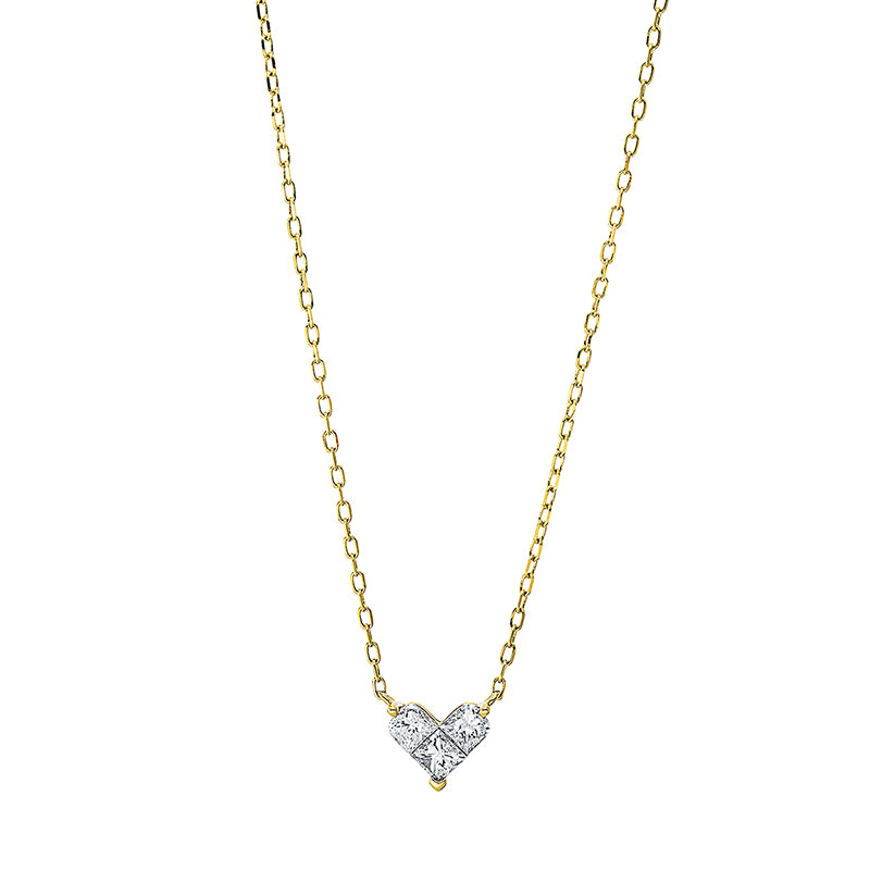 Collier 18 kt GG. 3 Princ. 0.48 ct. TW-si. H:6.6 mm. B:8.9 mm. L:45.7 cm. S:3.3 mm