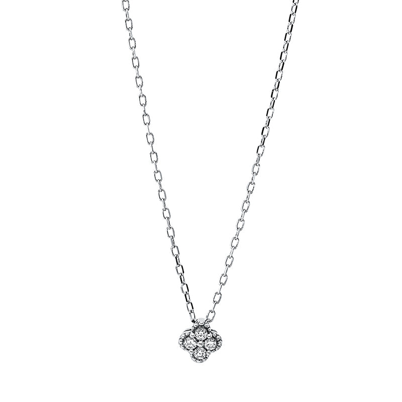 Collier 18 kt WG. mit ZÖ 40 cm + 43 cm. 4 Brillanten 0.08 ct. TW-pi. L:45.7 cm