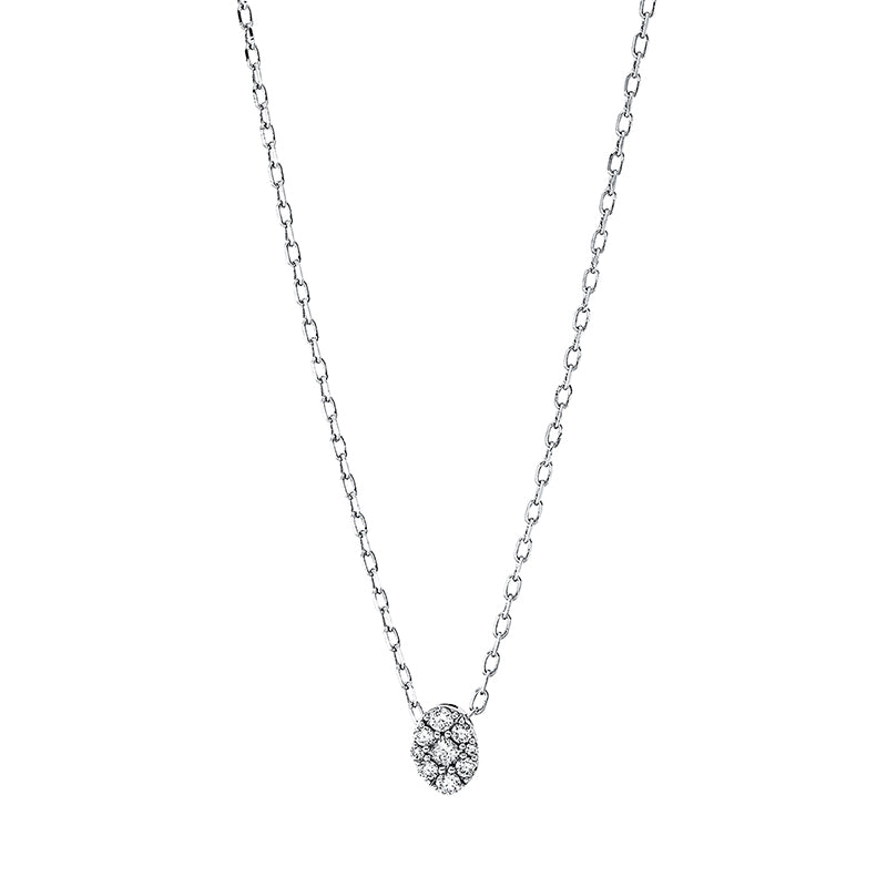 Collier 18 kt WG, mit ZÖ 40 cm + 43 cm, 2 Brill. 0,01 ct, TW-pi, 1 Princ. 0,03 ct, TW-si, 6 Brill. 0,08 ct, TW-pi