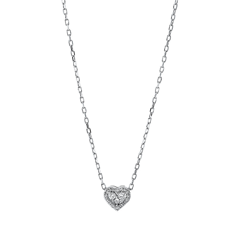 Collier 18 kt WG, mit ZÖ 40 cm + 43 cm, 2 Brill. 0,05 ct, TW-pi, 1 Princ. 0,04 ct, TW-si, 16 Brill. 0,05 ct, TW-pi