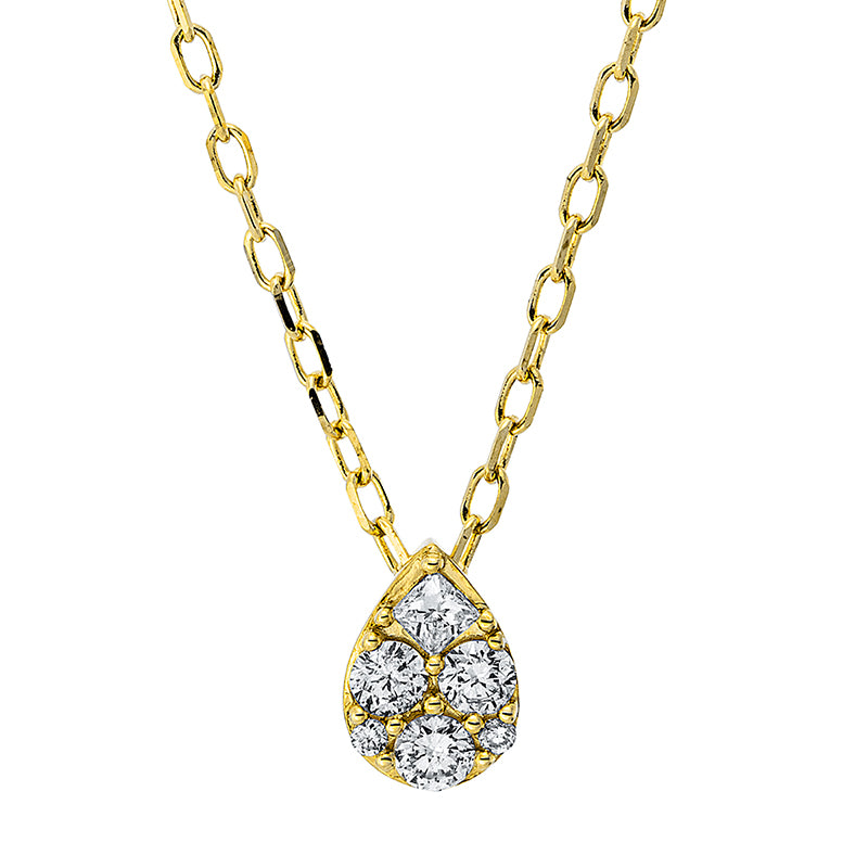Collier 18 kt GG, mit ZÖ 40 cm + 43 cm, 3 Brill. 0,10 ct, TW-pi, 1 Princ. 0,03 ct, TW-si, 2 Brill. 0,01 ct, TW-pi