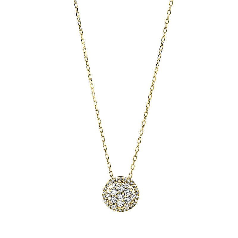 Collier 18 kt GG. mit ZÖ 40 cm + 43 cm. 13 Brillanten 0.34 ct. TW-si. 26 Brillanten 0.07 ct. TW-si. L:45.7 cm