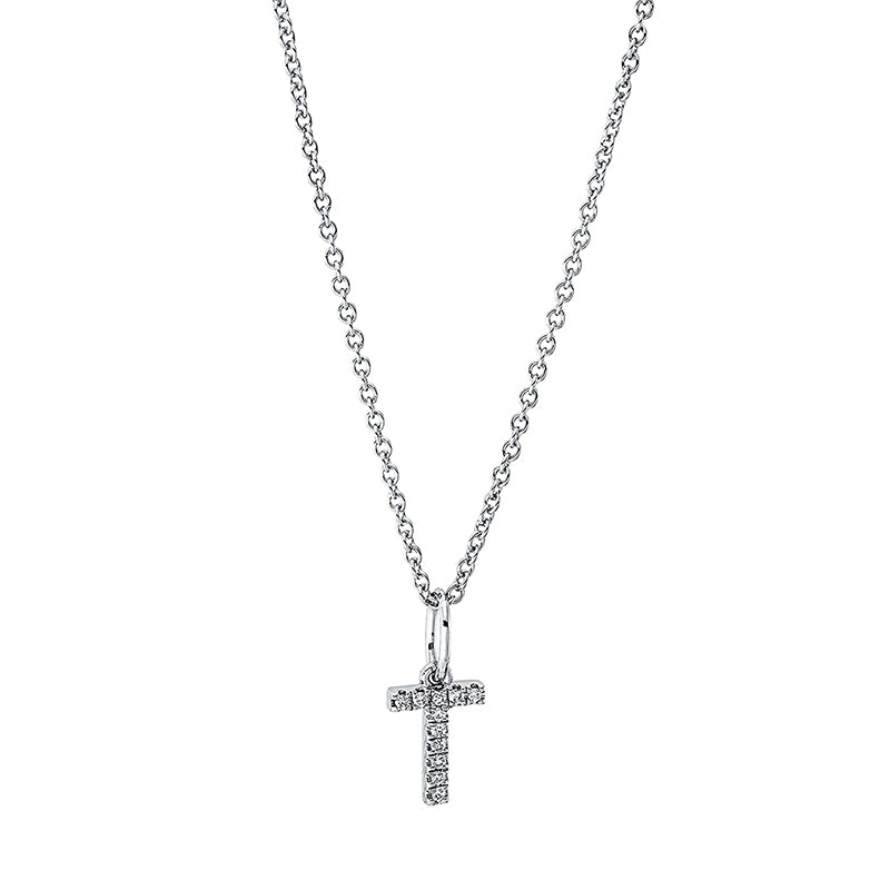 Collier 18 kt WG T. mit ZÖ 42 cm. 11 Brillanten 0.03 ct. TW-si. H:12.2 mm. B:5.5 mm. L:45.0 cm. S:1.4 mm