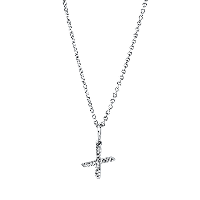 Collier 18 kt WG X. mit ZÖ 42 cm. 17 Brillanten 0.02 ct. TW-si. H:13.3 mm. B:5.8 mm. L:45.0 cm. S:1.4 mm