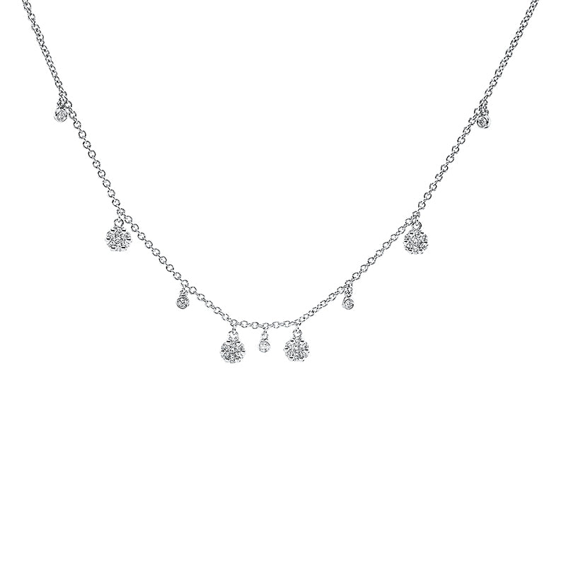 Collier 18 kt WG. mit ZÖ 40 cm. 4 Brillanten 0.11 ct. TW-pi. 29 Brillanten 0.26 ct. TW-pi. H:3.6 mm. B:3.6 mm. L:45.0 cm. S:1.9 mm