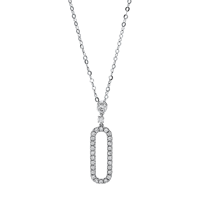 Collier 18 kt WG. 26 Brillanten 0.32 ct. TW-si. 1 Brill. 0.04 ct. L:55.9 cm