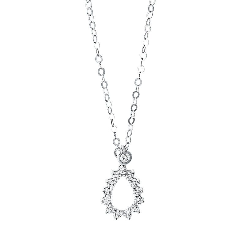 Collier 18 kt WG. 1 Brill. 0.03 ct. TW-si. 13 Brillanten 0.25 ct. TW-si. H:14.7 mm. B:8.5 mm. L:50.8 cm. S:2.6 mm