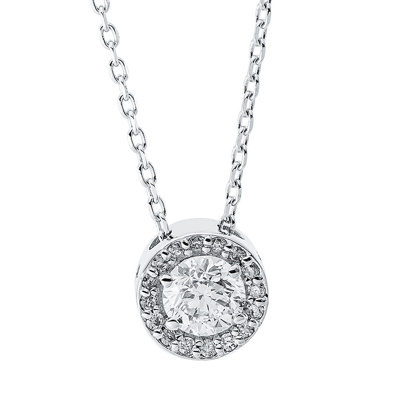 Collier 18 kt WG, 1 Brill. 0,23 ct, TW-si, 16 Brill. 0,04 ct, TW-si