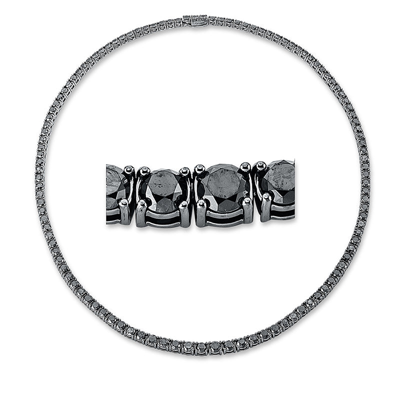 Collier 18 kt WG, gradual, 115 Brill. 19,00 ct, schwarz