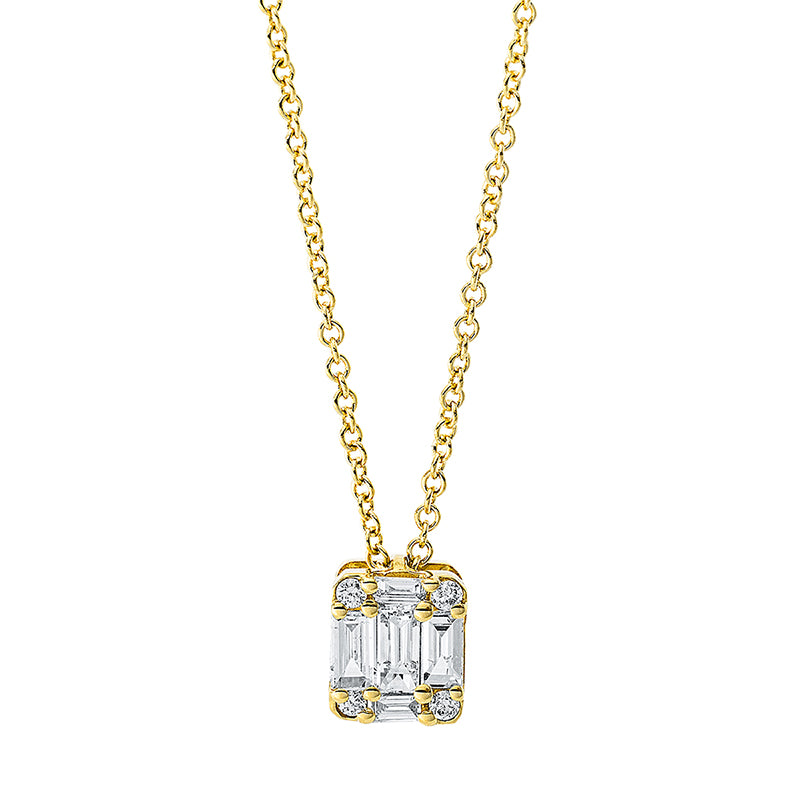 Collier 18 kt GG, 5 Bag. 0,22 ct, TW-si, 4 Brill. 0,03 ct, TW-si