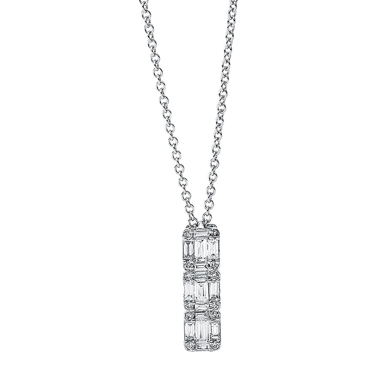 Collier 18 kt WG, 15 Bag. 0,27 ct, TW-si, 12 Brill. 0,04 ct, TW-si
