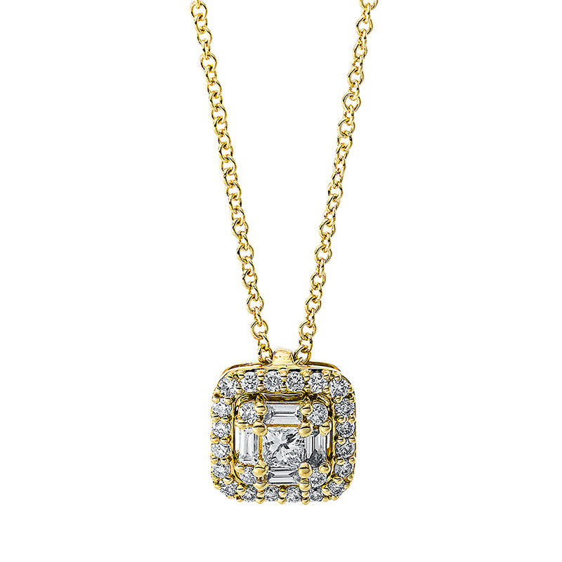 Collier 18 kt GG, 4 Bag. 0,08 ct, TW-si, 1 Princ. 0,07 ct, TW-si, 24 Brill. 0,13 ct, TW-si