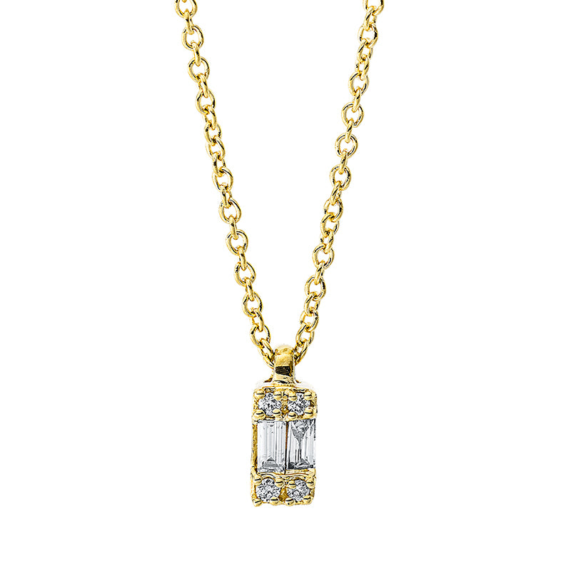 Collier 18 kt GG, 2 Bag. 0,06 ct, TW-si, 4 Brill. 0,02 ct, TW-si