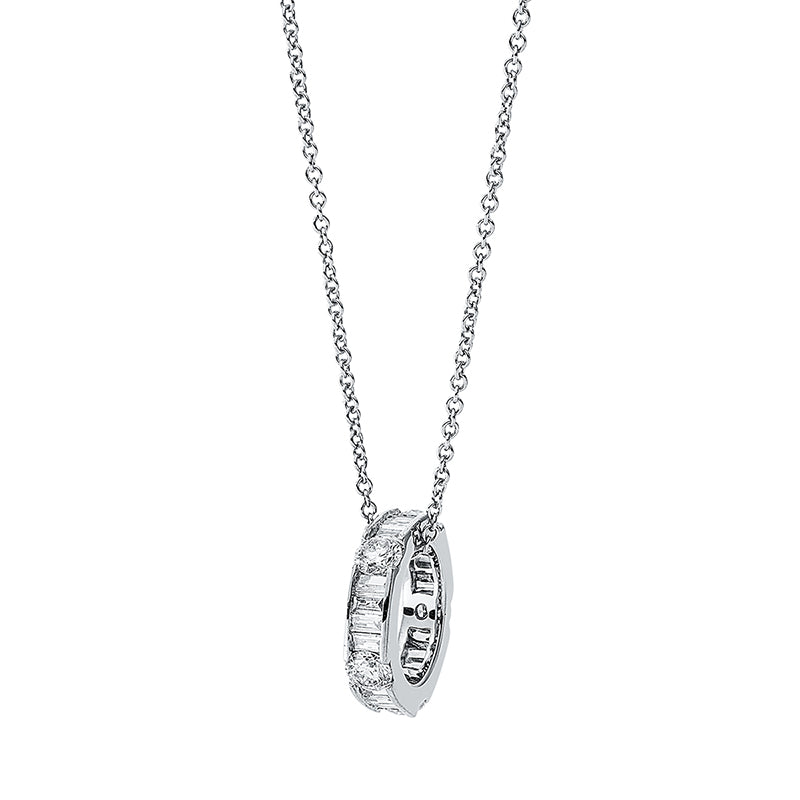 Collier 18 kt WG, 20 Bag. 0,28 ct, TW-si, 5 Brill. 0,41 ct, TW-si