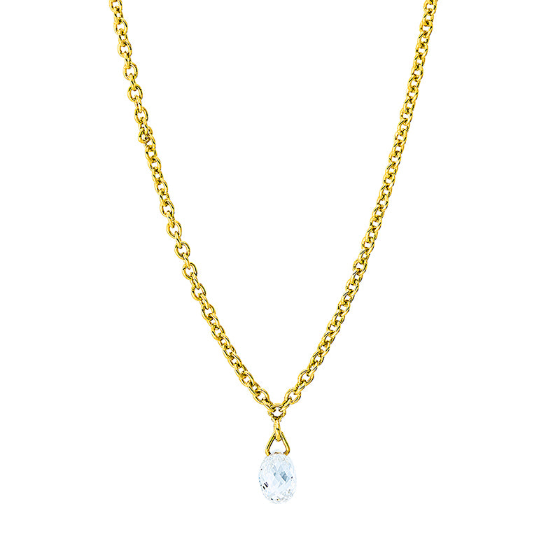 Collier 18 kt GG, mit ZÖ 40 cm, 1 Fant-Schl. 0,14 ct, TW-vsi