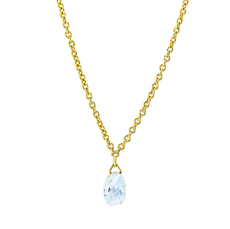 Collier 18 kt GG, mit ZÖ 40 cm, 1 Fant-Schl. 0,47 ct, TW-vsi