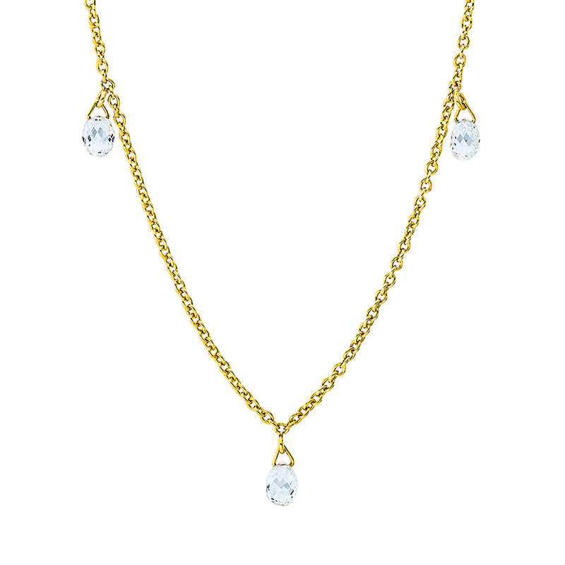 Collier 18 kt GG, mit ZÖ 40 cm, 3 Fant-Schl. 0,58 ct, TW-vsi