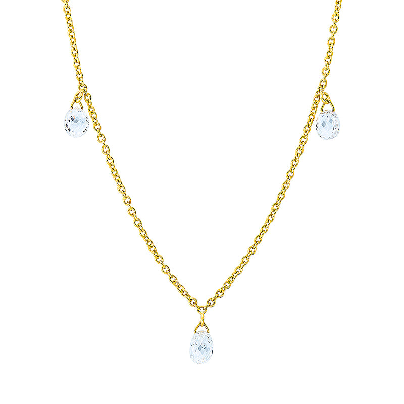 Collier 18 kt GG, mit ZÖ 40 cm, 3 Fant-Schl. 0,74 ct, TW-vsi