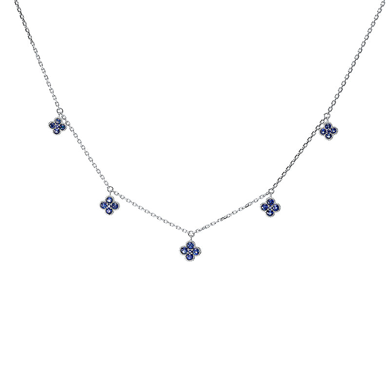 Collier 18 kt WG, 25 Saphire 0,86 ct blau