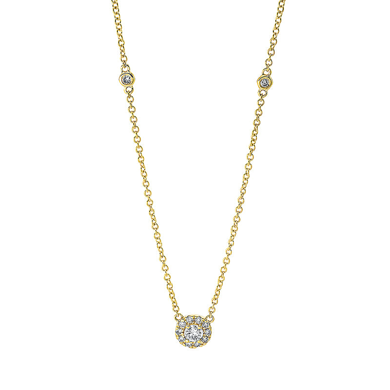 Collier 18 kt GG, 1 Brill. 0,15 ct, TTLB-si, 12 Brill. 0,13 ct, TTLB-si