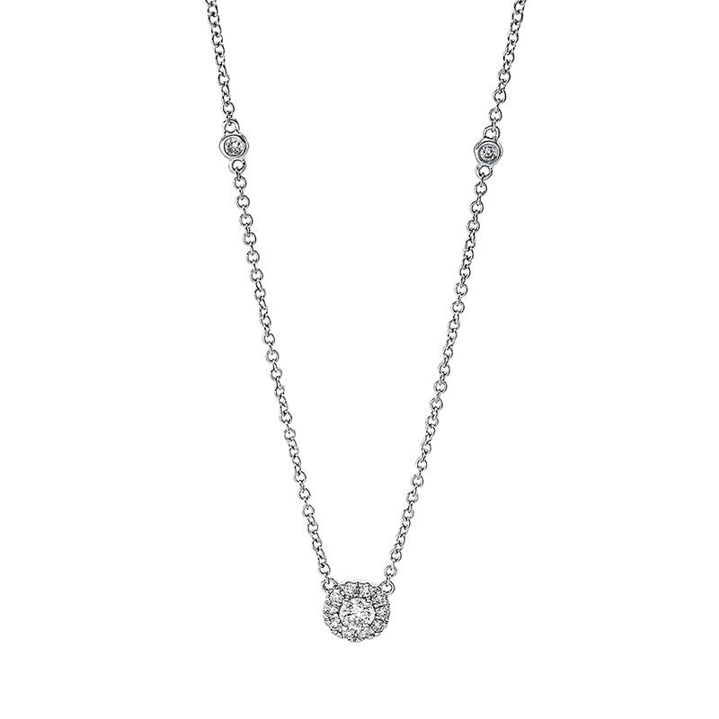 Collier 18 kt WG, 1 Brill. 0,15 ct, TTLB-si, 12 Brill. 0,13 ct, TTLB-si