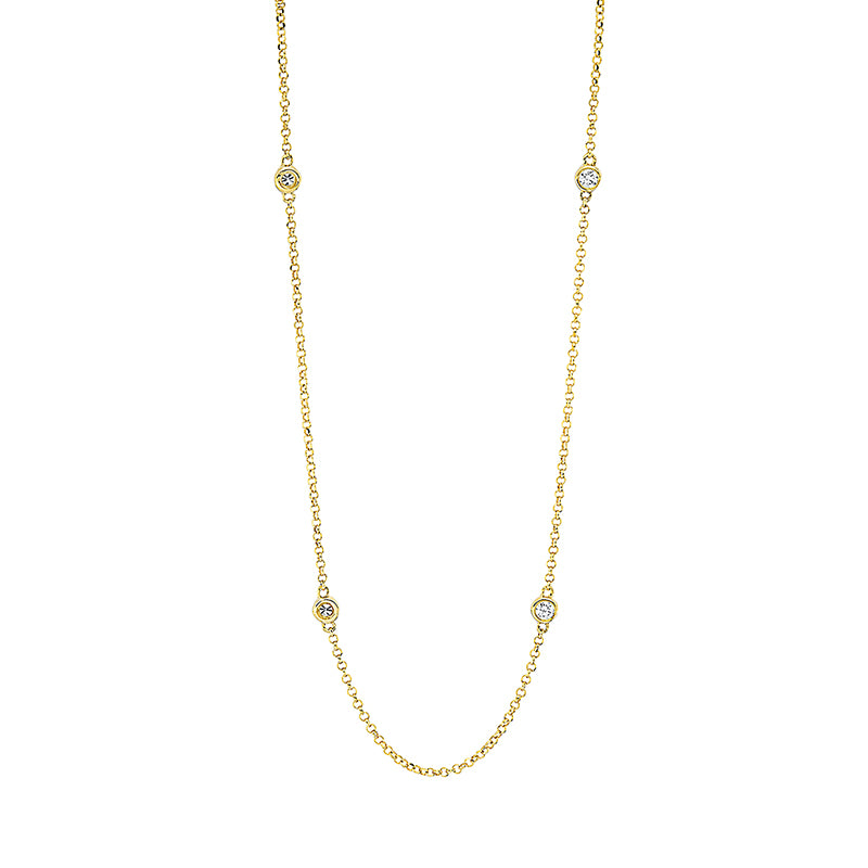 Collier 18 kt GG, mit ZÖ 38 cm + 41 cm, 6 Brill. 0,15 ct, TW-si