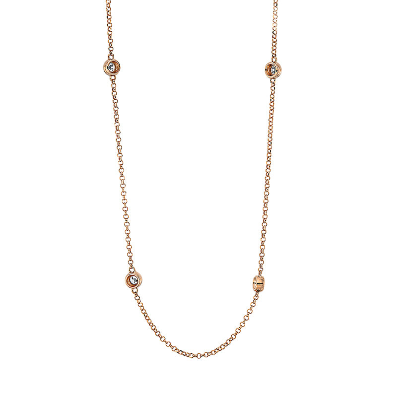 Collier 18 kt RG, mit ZÖ 38 cm + 41 cm, 9 Brill. 0,36 ct, TW-si