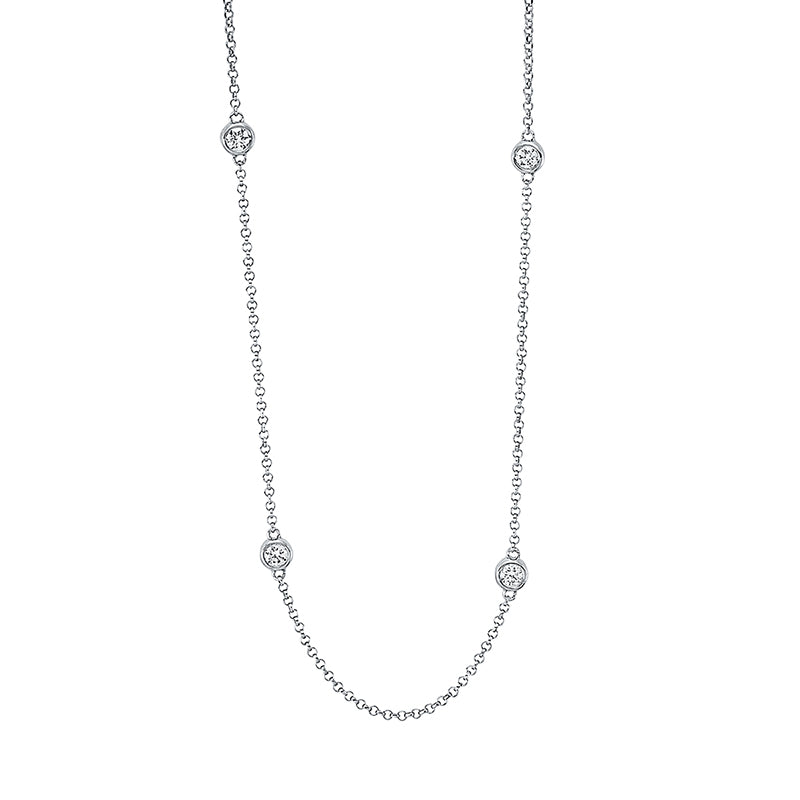 Collier 18 kt WG, mit ZÖ 38 cm + 41 cm, 9 Brill. 0,35 ct, TW-si