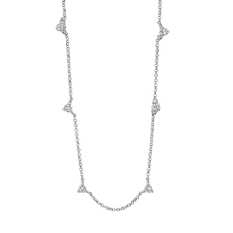 Collier 18 kt WG, mit ZÖ 38 cm + 41 cm, 7 Brill. 0,36 ct, TW-si