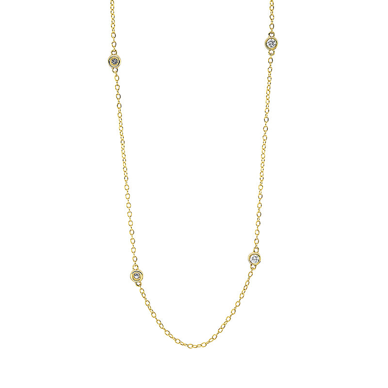 Collier 18 kt GG, mit ZÖ 38 cm + 41 cm, 7 Brill. 0,18 ct, TW-si
