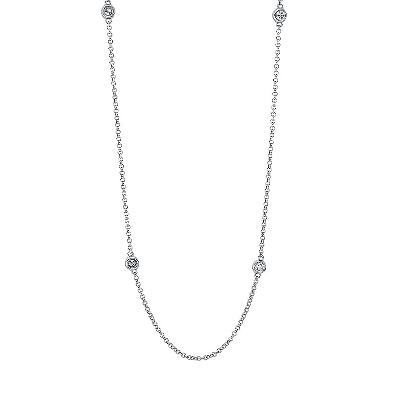 Collier 18 kt WG, mit ZÖ 38.1 cm + 40.6 cm, 7 Brill. 0,21 ct, TW-si