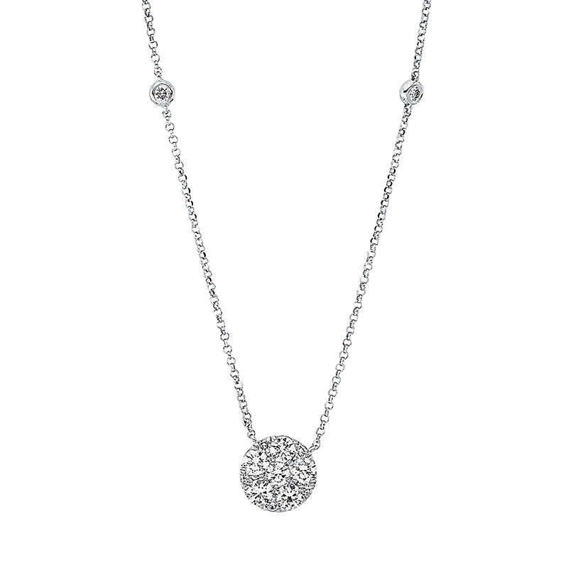 Collier 18 kt WG, mit ZÖ 38.1 cm + 40.6 cm, 7 Brill. 0,10 ct, TW-si, 1 Brill. 0,07 ct, TW-si, 5 Brill. 0,43 ct, TW-si