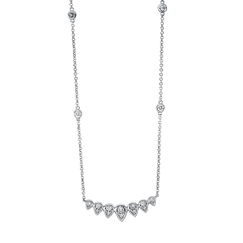 Collier 18 kt WG, mit ZÖ 40.6 cm + 41.6 cm, 16 Brill. 0,27 ct, TW-si