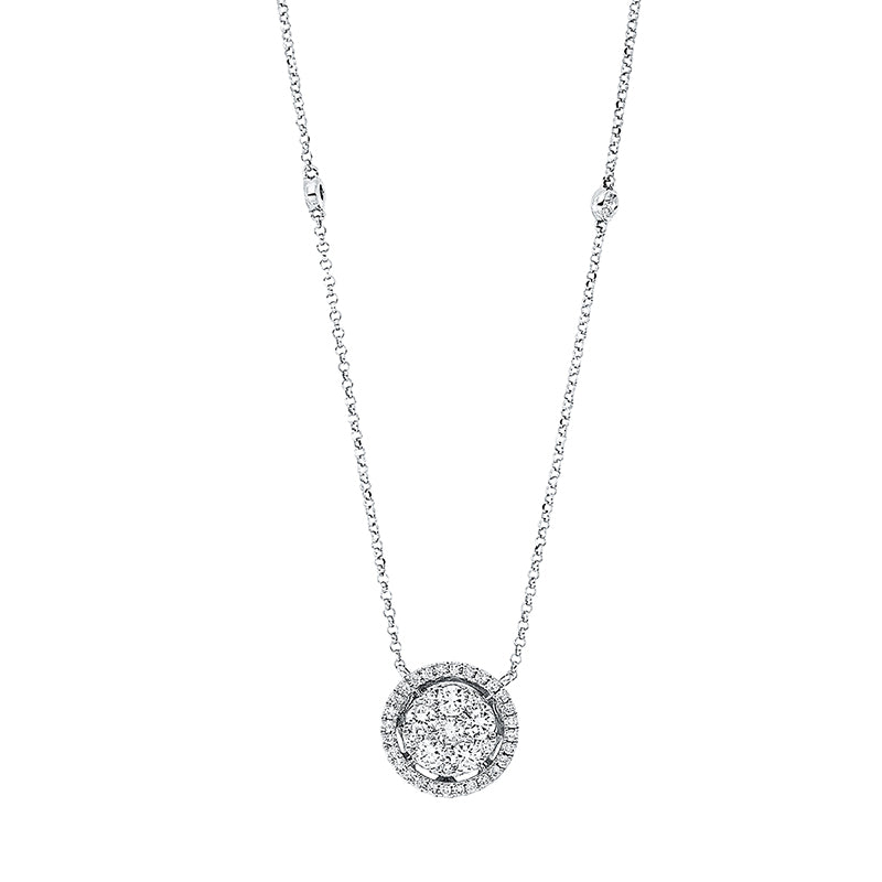Collier 18 kt WG, mit ZÖ 38.1 cm + 40.6 cm, 6 Brill. 0,38 ct, TW-si, 35 Brill. 0,17 ct, TW-si
