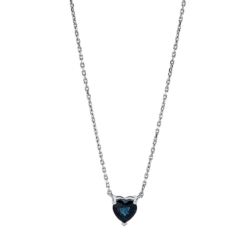 Collier 18 kt WG, mit ZÖ 40 cm, 1 Saphir 0,98 ct blau