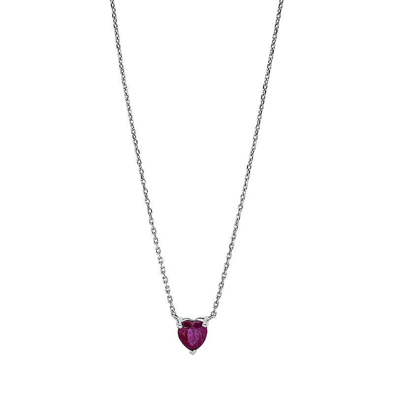 Collier 18 kt WG, mit ZÖ 40 cm, 1 Rubin 0,86 ct rot