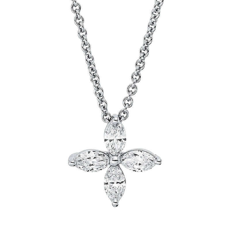 Collier 18 kt WG, 4 Nav. 0,57 ct, TW-si