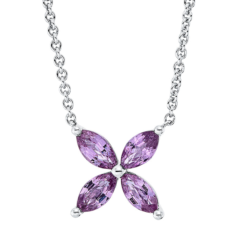Collier 18 kt WG, 4 Saphire 1,23 ct pink
