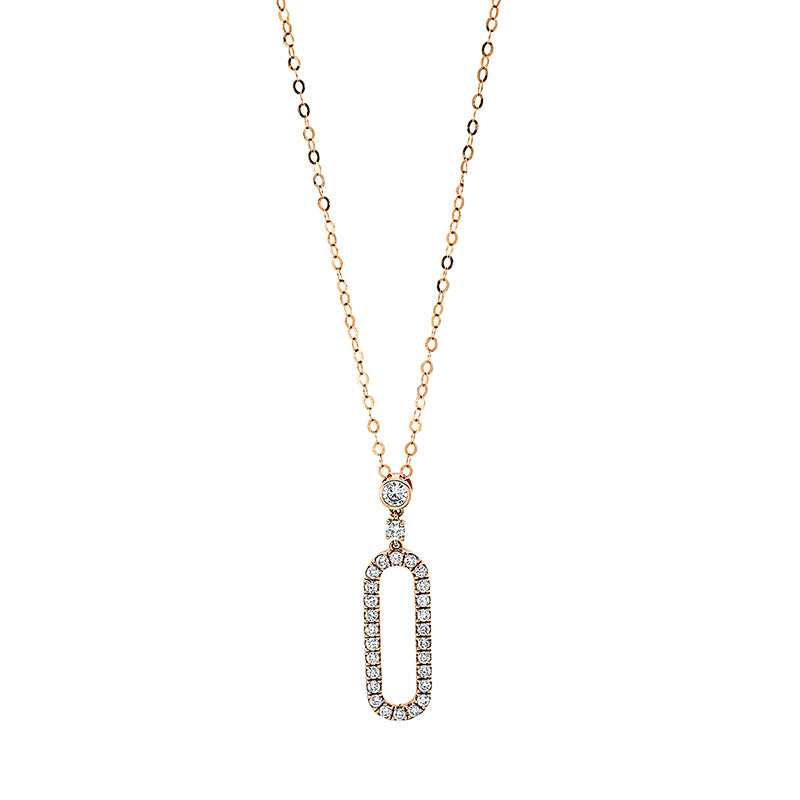 Collier 18 kt RG, 1 Brill. 0,04 ct, TW-si, 1 Brill. 0,08 ct, TW-si, 26 Brill. 0,32 ct, TW-si