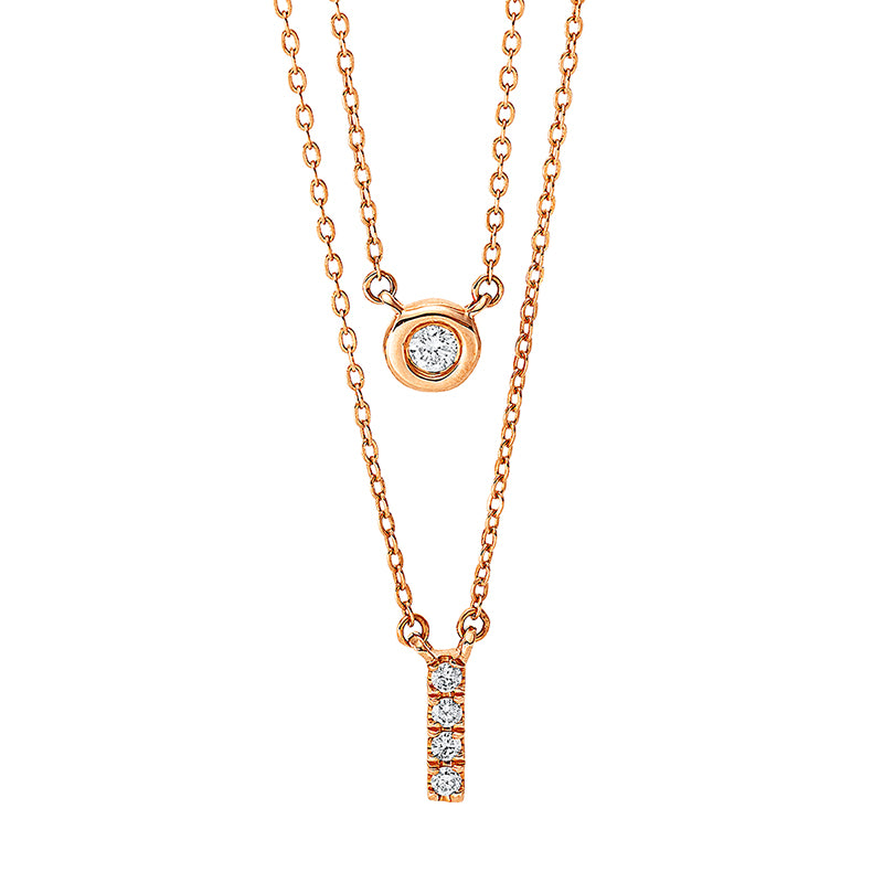 Collier 18 kt RG, 5 Brill. 0,06 ct, W-si