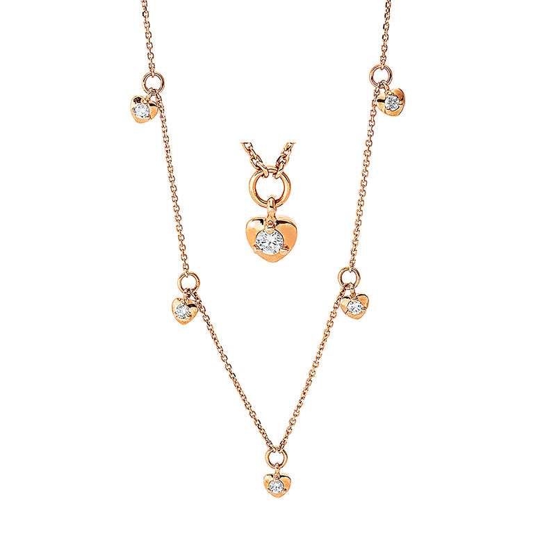 Collier 18 kt RG, 5 Brill. 0,14 ct, W-si