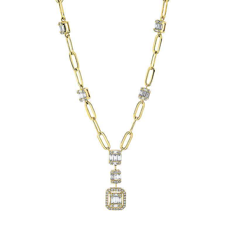 Collier 18 kt GG, 14 Trap. 0,13 ct, TW-si, 4 Trap. 0,10 ct, TW-si, 21 Trap. 0,48 ct, TW-si, 6 Trap. 0,27 ct, TW-si, 62 Brill. 0,23 ct, TW-si