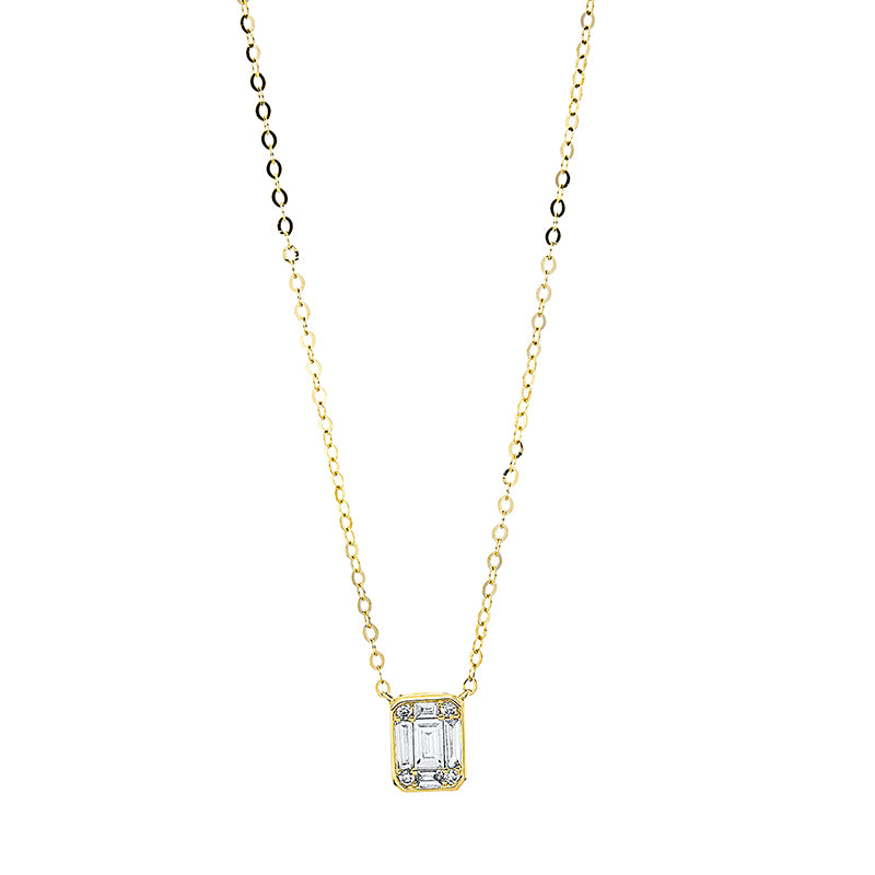 Collier 18 kt GG, 2 Bag. 0,05 ct, TW-si, 3 Bag. 0,20 ct, TW-si, 4 Brill. 0,04 ct, TW-si